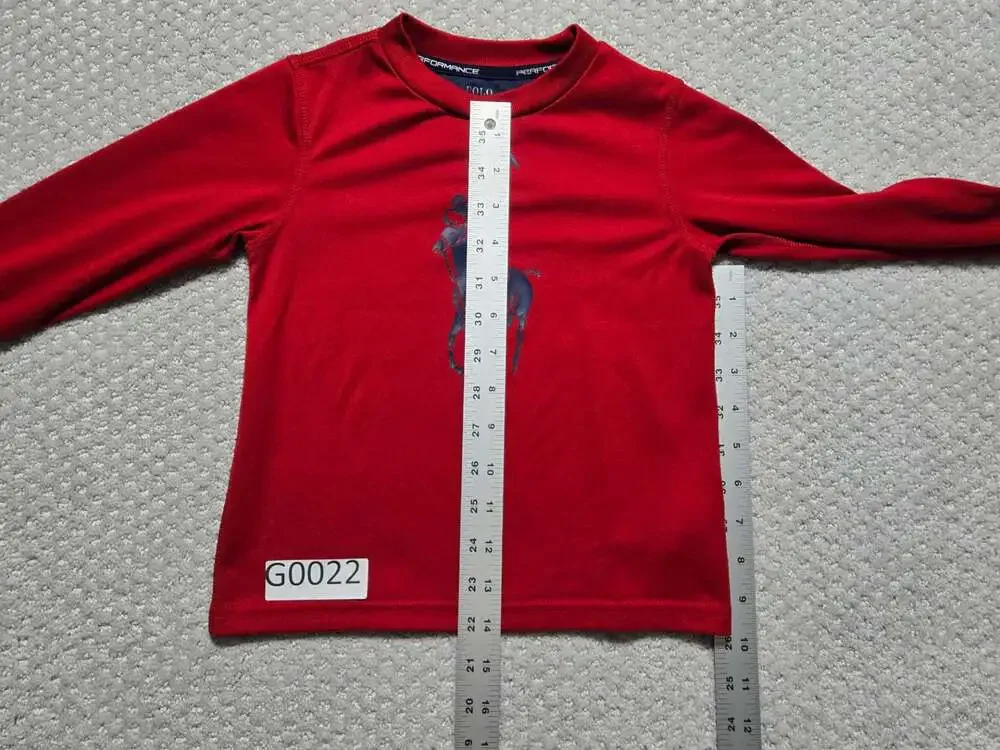 Polo Ralph Lauren Performance Toddler Boys Pony Long Sleeve T-Shirt Red Size 3T